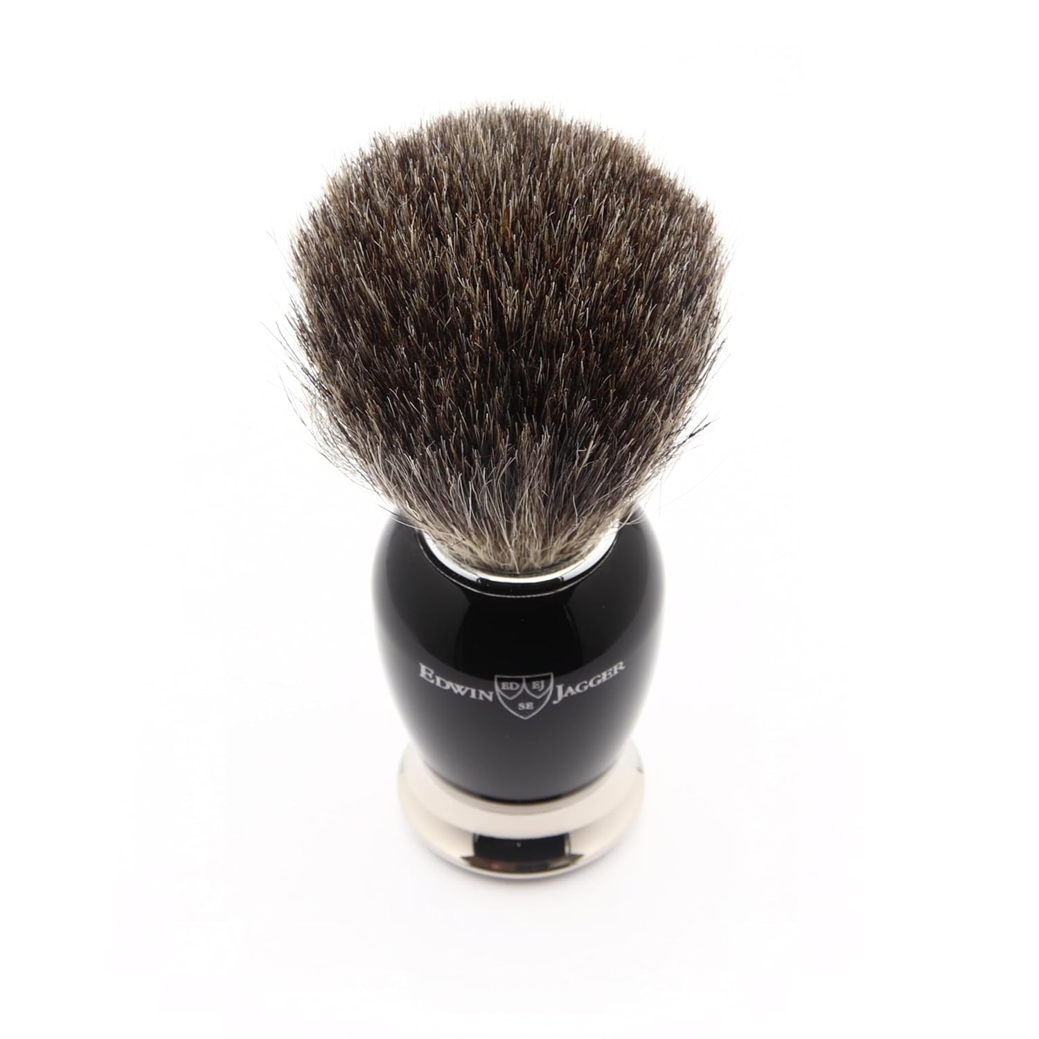 81SB586 Simulated Ebony Pure Badger Hair Shaving Brush with Nickel Plated Collar and End Capâ