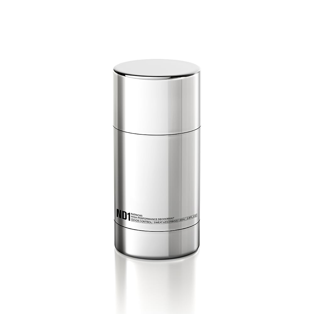 Patricks ND1 High Performance Aluminum Free Deodorant for Men, Stick, Notes of Italian Bergamot and Neroli Fragrance, Long Lasting, Odor & Sweat Protection Vegan, Sulfate & Cruelty Free, 80G