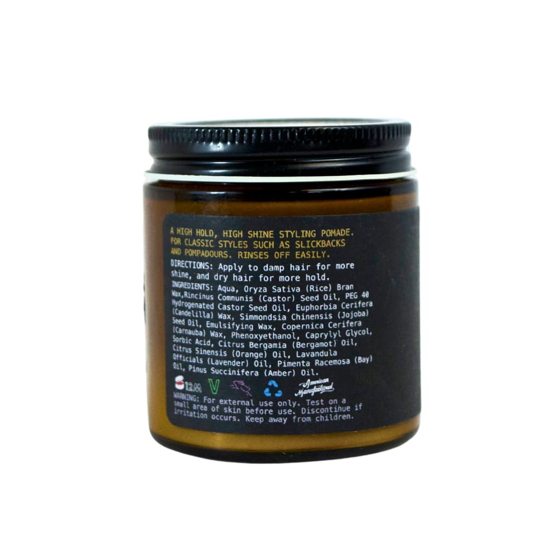 O'Douds Standard Pomade for Men - Natural Styling Hair Pomade - Firm Hold & High Shine Finish for Classic Looks - Bay & Blood Orange Scent (4Oz)