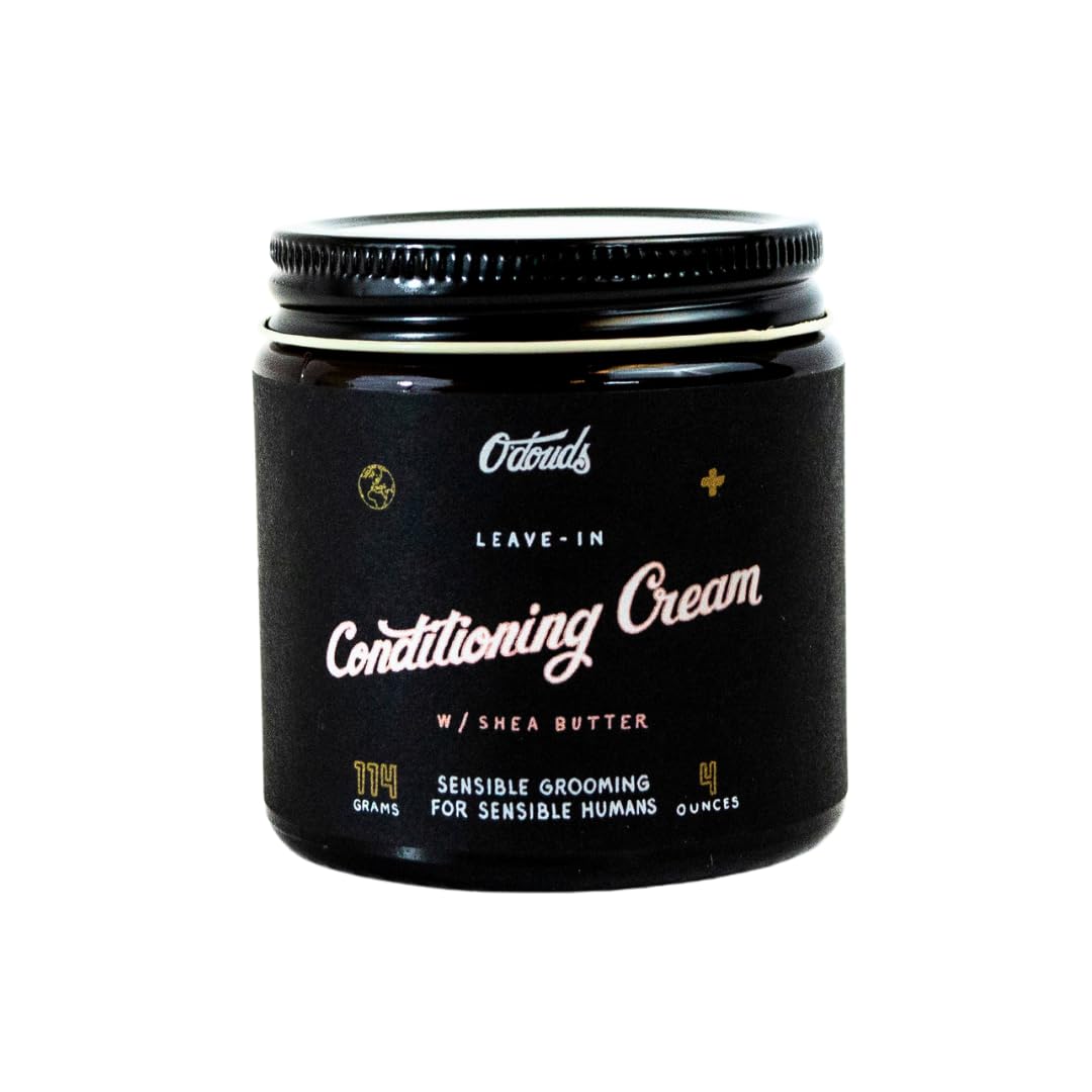 O'Douds Conditioning Cream - Natural Hair Styling Cream & Leave-In Conditioner with Light Hold & Medium Shine - Shea Butter, Aloe Vera & Castor Oil - Mandarin & Vanilla Scent, 4 Oz.