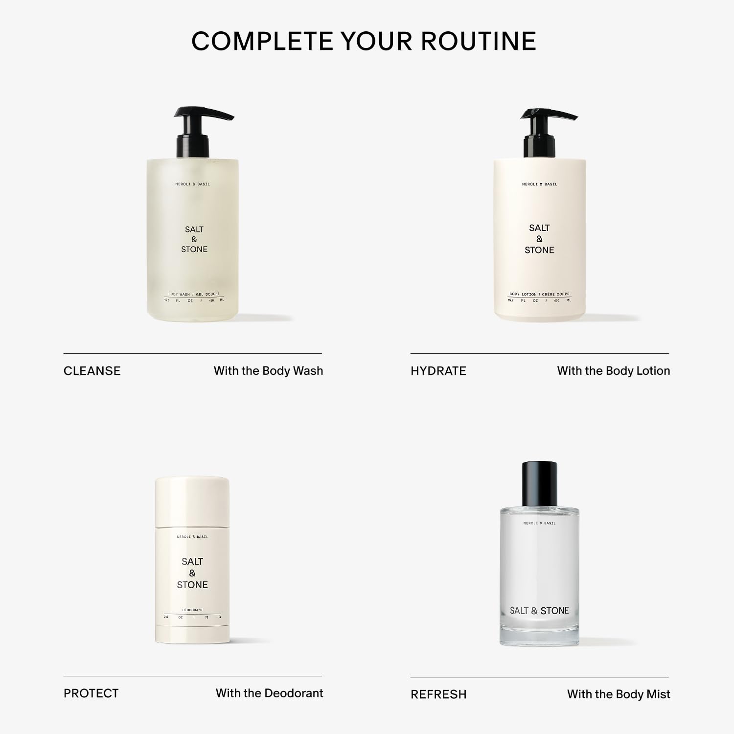 Salt & Stone Aluminum Free Deodorant | Extra Strength 48 Hour Protection for Women & Men | Made with Seaweed Extracts, Shea Butter & Prebiotics (Neroli & Basil)