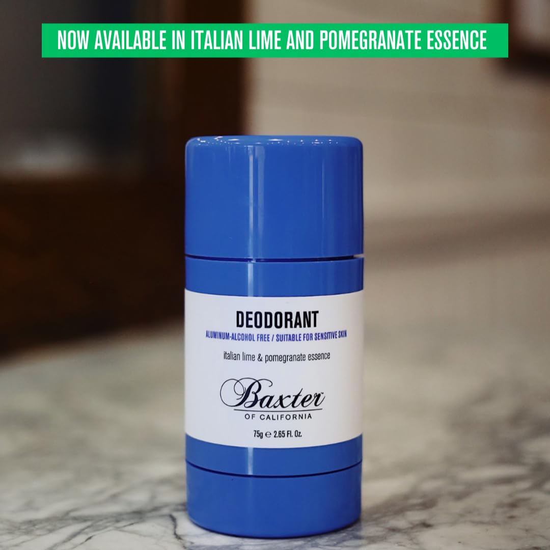 Baxter of California Deodorant, Aluminum & Alcohol-Free Clear Stick, Italian Lime and Pomegranate Essence, 2.65 Ounce