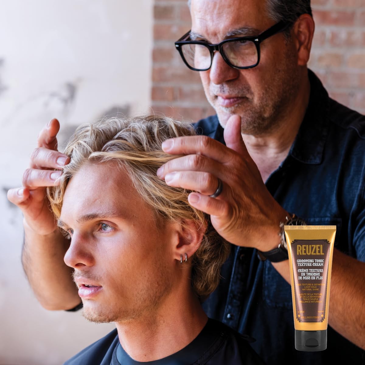 Reuzel Grooming Tonic Texture Cream, Light Hold, Curl Texture and Definition, Natural Shine, Heat Protection, for All Hair Types, 3.38Oz