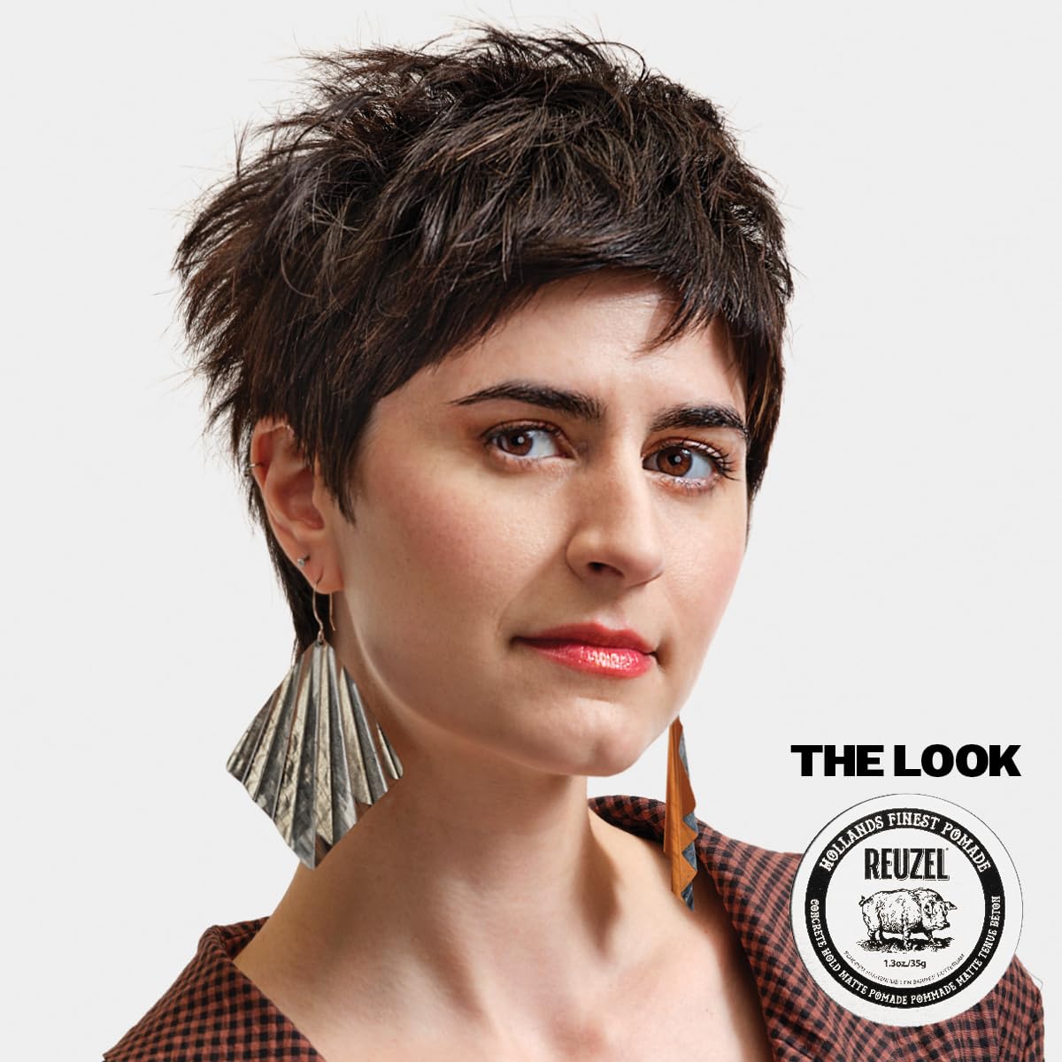 REUZEL Concrete Matte Pomade, Strong All Day Hold, Water Soluble Styling, Matte Finish and Flake Free, Easy to Wash Out, for All Hair Types