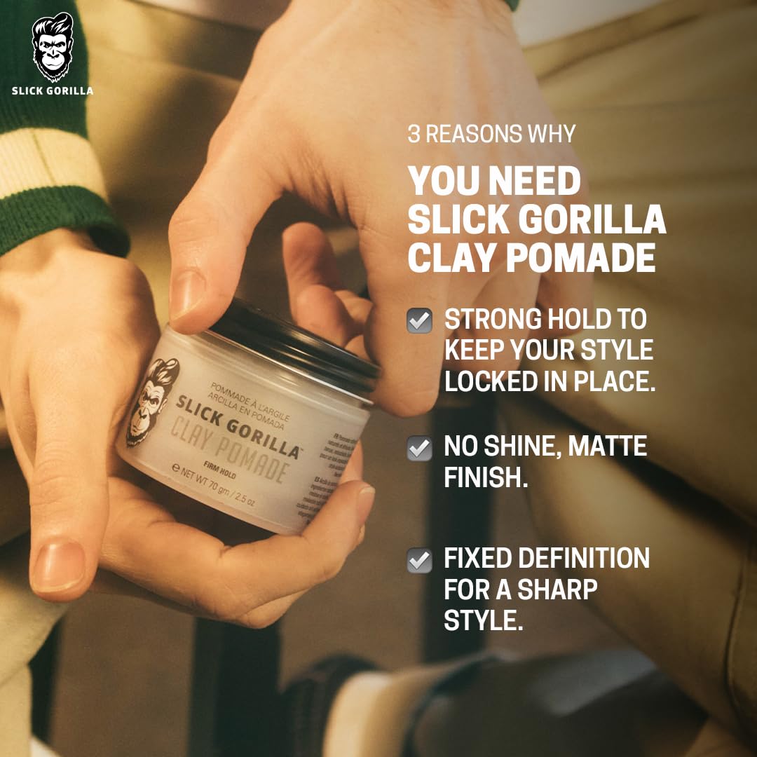 Slick Gorilla Firm Hold Clay Pomade for Men | 2.5 Oz |