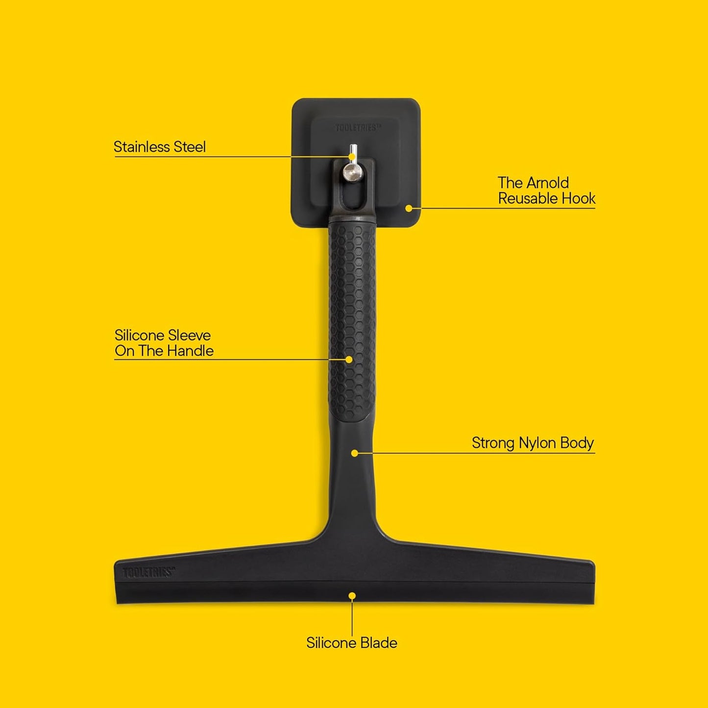Tooletries the Squeegee & Hook - All Purpose Shower Squeegee for Glass Doors, Silicone Grip, Bathroom Cleaner Tool Household Window Mirror Squeegee, Bathroom Accessories & Cleaning Supplies - 10 Inch