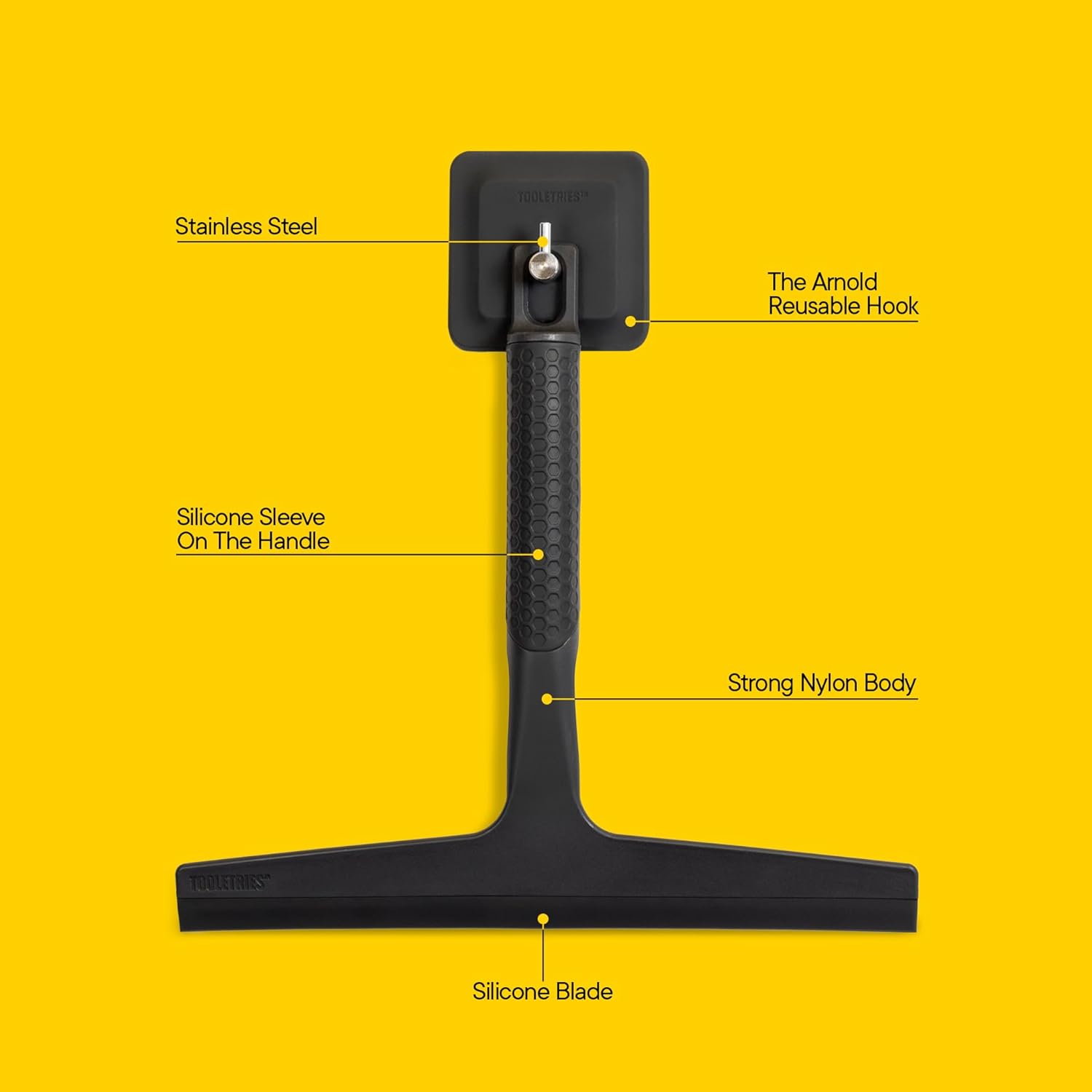 Tooletries the Squeegee & Hook - All Purpose Shower Squeegee for Glass Doors, Silicone Grip, Bathroom Cleaner Tool Household Window Mirror Squeegee, Bathroom Accessories & Cleaning Supplies - 10 Inch
