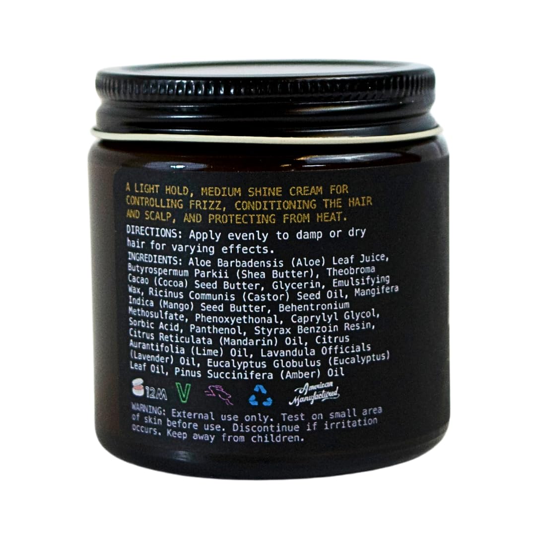 O'Douds Conditioning Cream - Natural Hair Styling Cream & Leave-In Conditioner with Light Hold & Medium Shine - Shea Butter, Aloe Vera & Castor Oil - Mandarin & Vanilla Scent, 4 Oz.