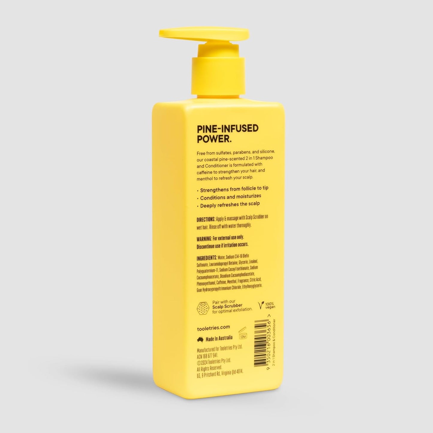 Tooletries 2-In-1 Coastal Pine Men'S Shampoo and Conditioner - Pine Scented Hair Wash with Menthol and Caffeine to Promote Hair Growth, Sulfate and Paraben Free - 10.1 Oz / 300Ml