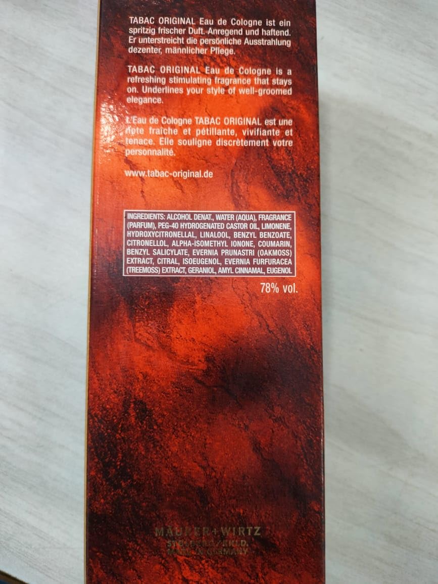 Tabac Maurer & Wirtz  Eau De Cologne Splash for Men, 3.4 Ounce