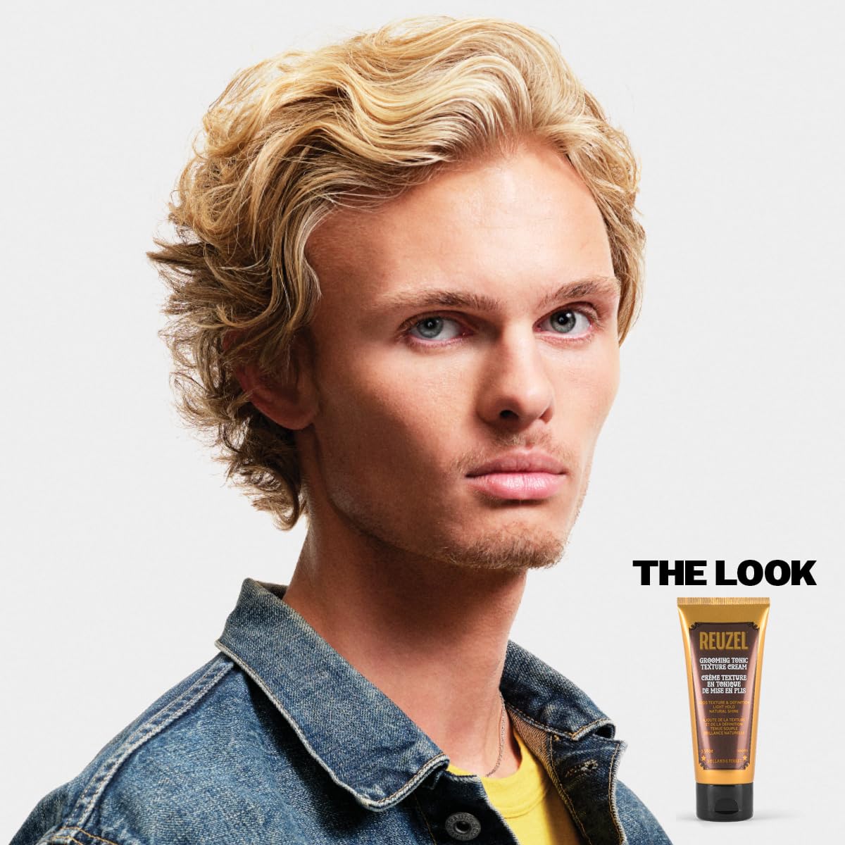 Reuzel Grooming Tonic Texture Cream, Light Hold, Curl Texture and Definition, Natural Shine, Heat Protection, for All Hair Types, 3.38Oz