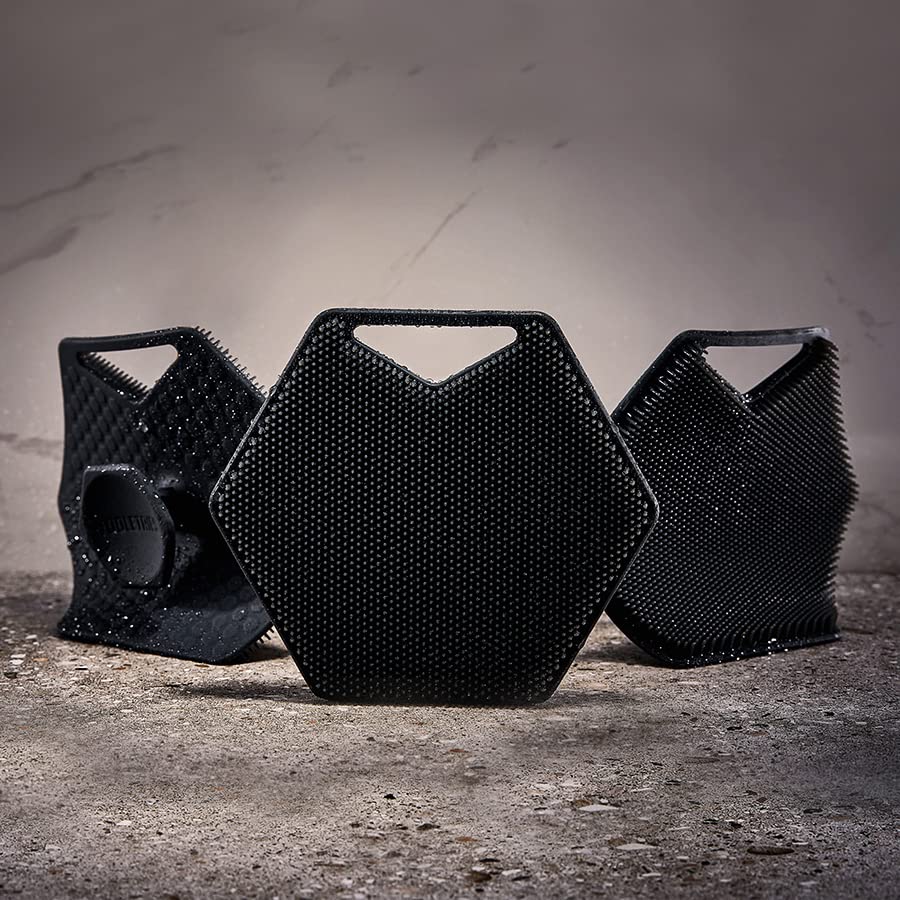 Tooletries Body Scrubber - Exfoliates & Deep Cleans - Silicone Shower & Bathroom Accessory with Bespoke Bristles and Ergonomic Handles - Charcoal