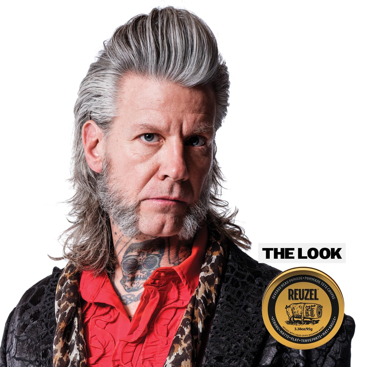 Reuzel and Liquid Death Severed Head Matte Clay Pomade, Strong All Day Hold, Water Soluble, Matte Finish and Non-Greasy Formula, Easy to Wash Out, for All Hair Types, 3.38 Oz