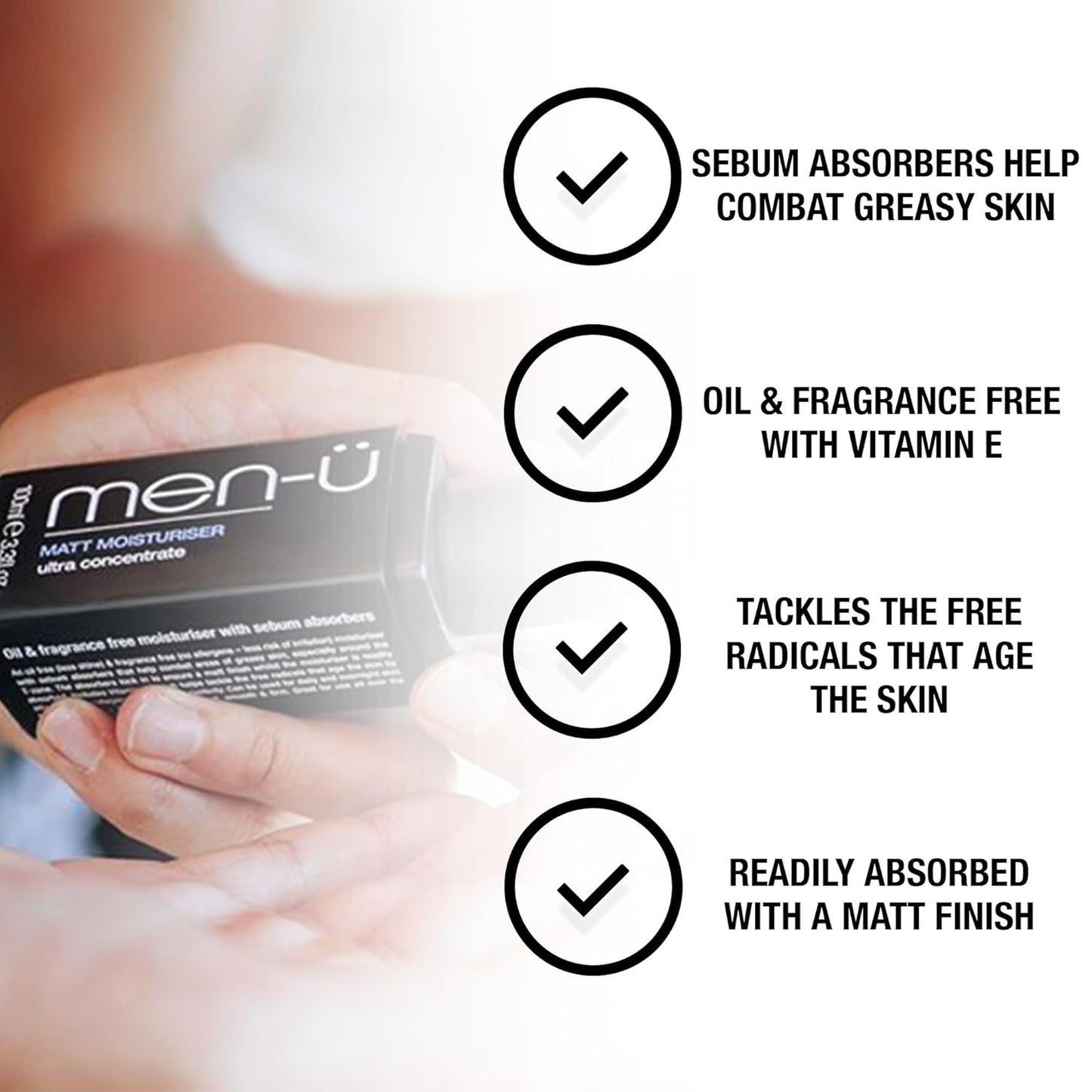 men-ü MATT FACE MOISTURISER 100Ml REFILL, up to 120 Applications, Ultra-Concentrate Mens Moisturiser, Use on the Face and Neck for Matt, Smooth & Firm Surface