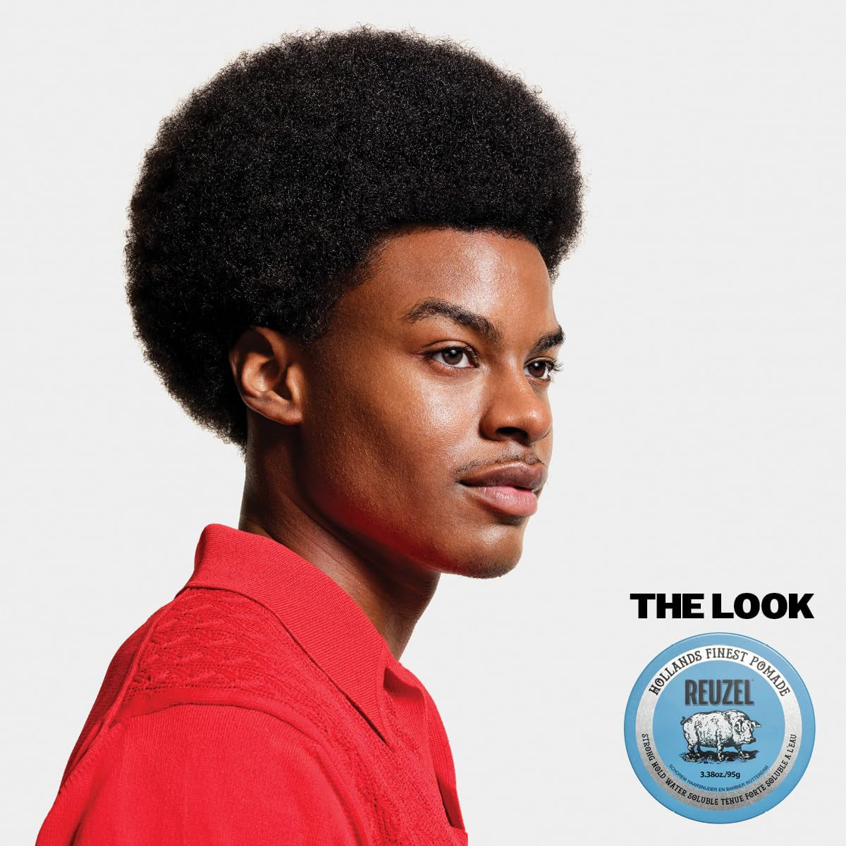 Reuzel Blue Pomade, Strong All Day Hold, Water Soluble Styling, High Shine and Flake Free, Easy to Wash Out, for All Hairstyles