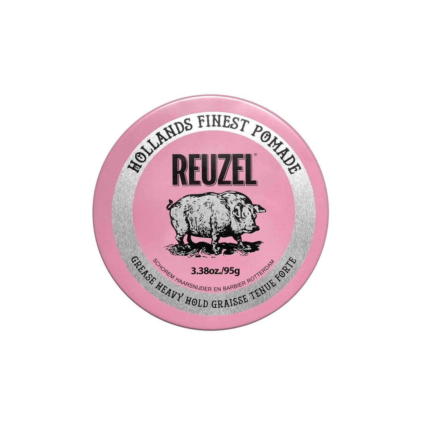 Reuzel Pink Grease Pomade, Strong All Day Hold, Oil-Based Styling Wax, Medium Shine and Flake Free, Easy to Wash Out, for All Hair Types, 1.3 Oz