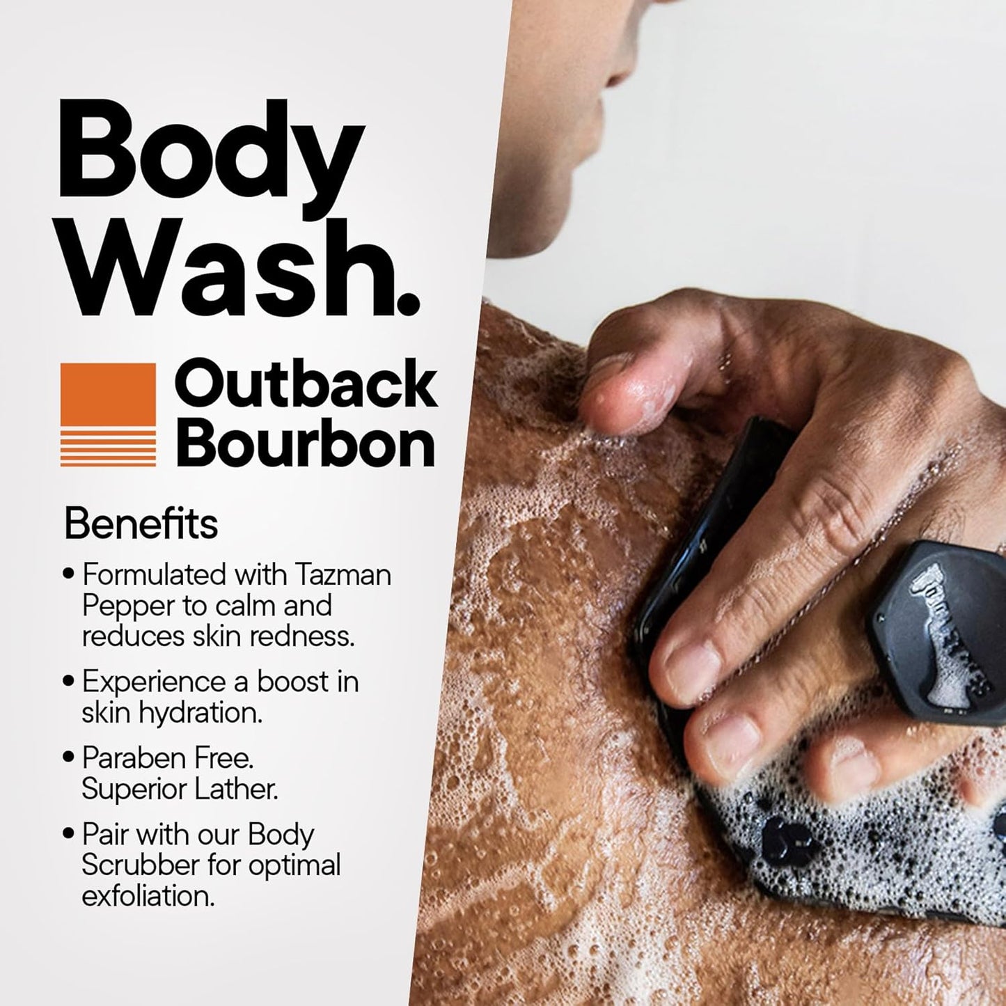 Tooletries Superior Lather Men'S Body Wash - Outback Bourbon Scent - Moisturizing Shower Gel with Tazman Pepper - Extra Fresh, Paraben Free - Reusable Bottle - 500Ml