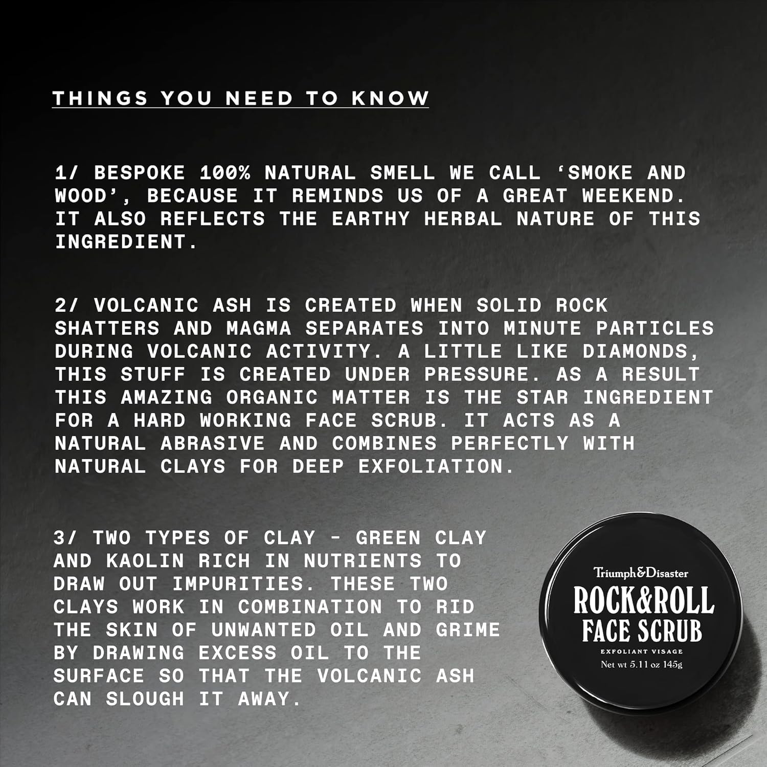 Triumph & Disaster | Rock & Roll Face Scrub for Men | Natural, Exfoliating Pore Cleansing Facial Scrub - Removing Blackheads and Dirt, 5.11 Oz