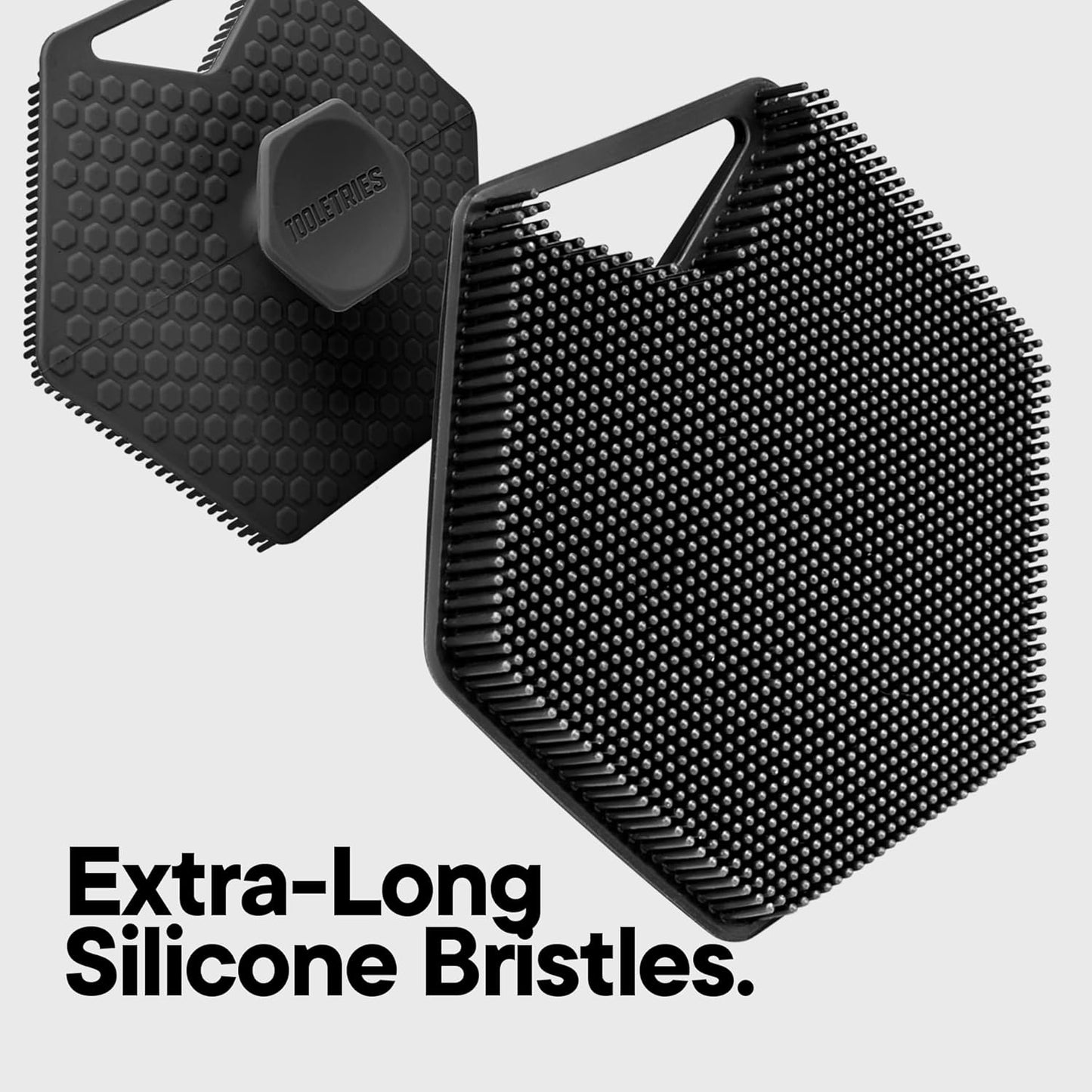 TOOLETRIES Body Scrubber 2.0 – Premium Silicone Scrubber for Cleaning, Exfoliating and Invigorating Your Skin – Extra Long Lather Boosting Bristles with Ergonomic Handle, Long-Lasting & Easy to Clean