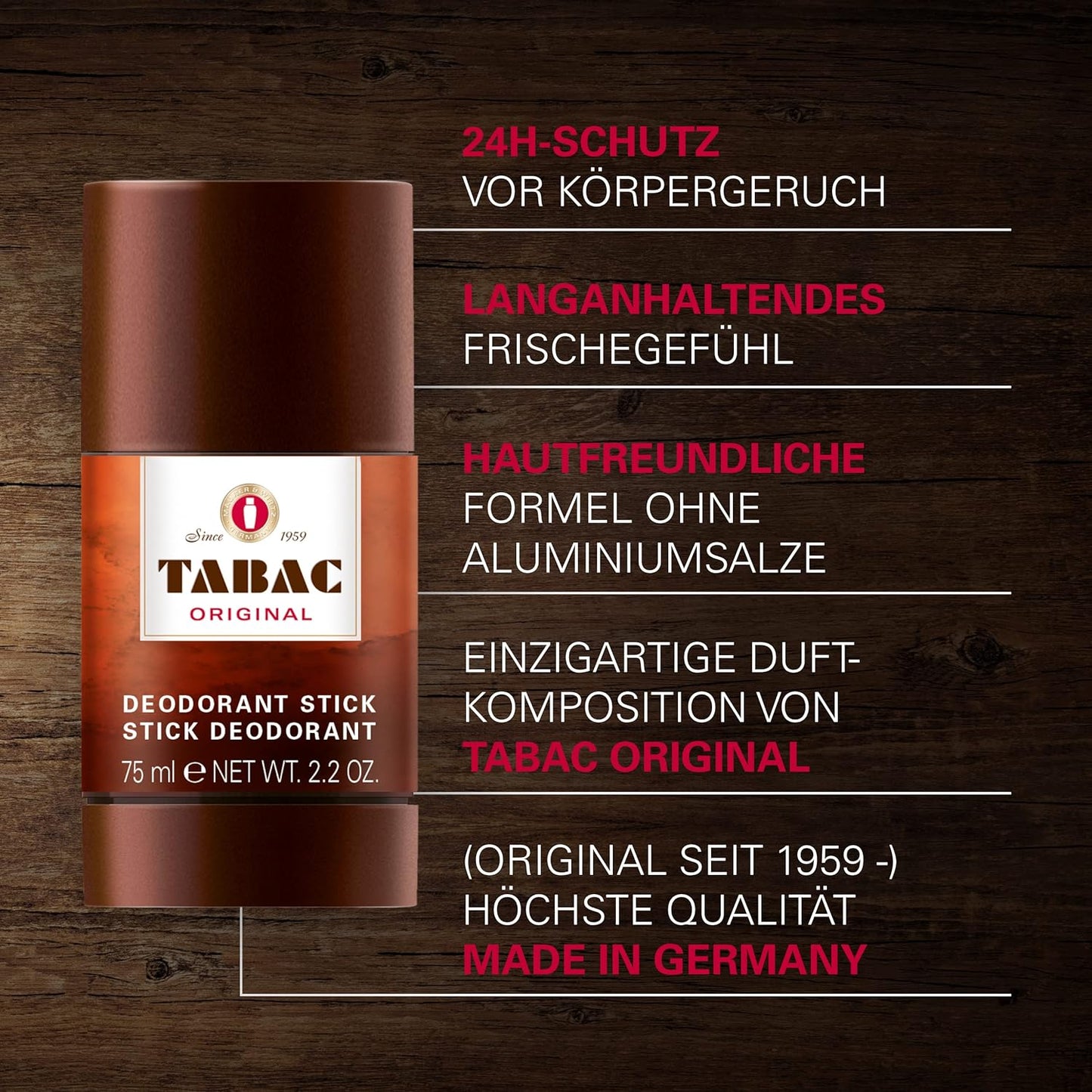 Tabac by Maurer & Wirtz for Men. Deodorant Stick 2.2 Oz