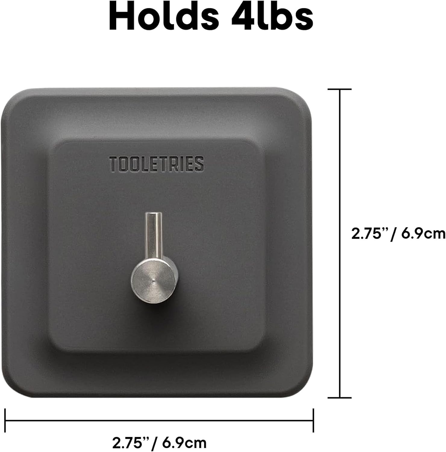 Tooletries Arnold Silicone Shower Hook - Toiletries Organizer, Silicone Hooks, Removable & Reusable Shower Accessories - Charcoal