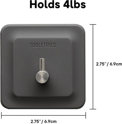 Tooletries Arnold Silicone Shower Hook - Toiletries Organizer, Silicone Hooks, Removable & Reusable Shower Accessories - Charcoal