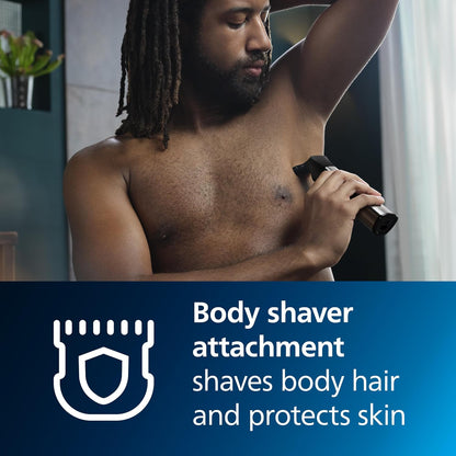 Norelco Philips Multigroom 9000 Series, All-In-One Trimmer, Beard Trimmer and Hair Clipper, 25-Piece/27-Length Men'S Grooming Kit for Beard, Face, Nose, Ear and Body, Travel Kit, MG9522/50