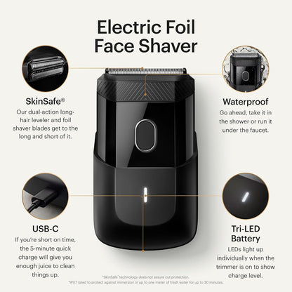 MANSCAPED® the Beard Hedger® Premium Men'S Beard Trimmer & the Handyman™ Compact Electric Foil Face Shaver with Long-Hair Leveler & Foil Blades