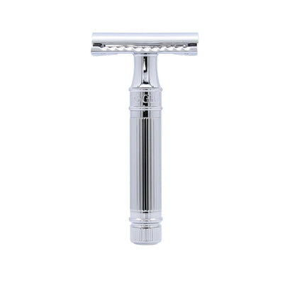 Edwin Jagger DES89LBLAMZ Classic Long Handled Double Edge Manual Eco-Friendly and Reusable Safety Razor for Men and Women for Shaving cream or Soap Fits All DE Razor Blades (Lined)