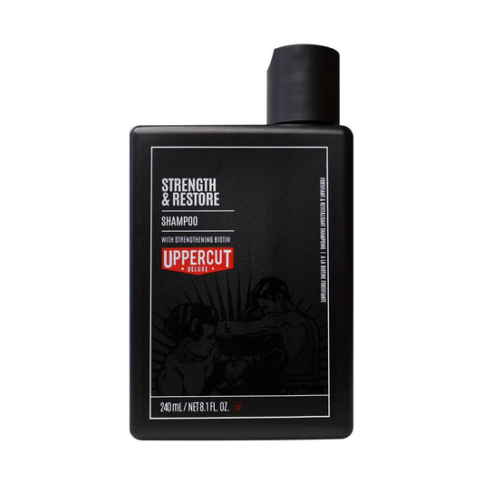 Uppercut Deluxe Strength and Restore Shampoo for All Hair Types & Infused with Biotin & Caffeine, 8.1 Fl. Oz. / 240 Ml