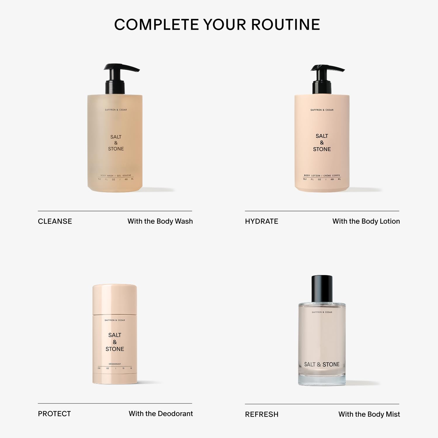 Salt & Stone Aluminum Free Deodorant | Extra Strength 48 Hour Protection for Women & Men | Made with Seaweed Extracts, Shea Butter & Prebiotics (Saffron & Cedar)