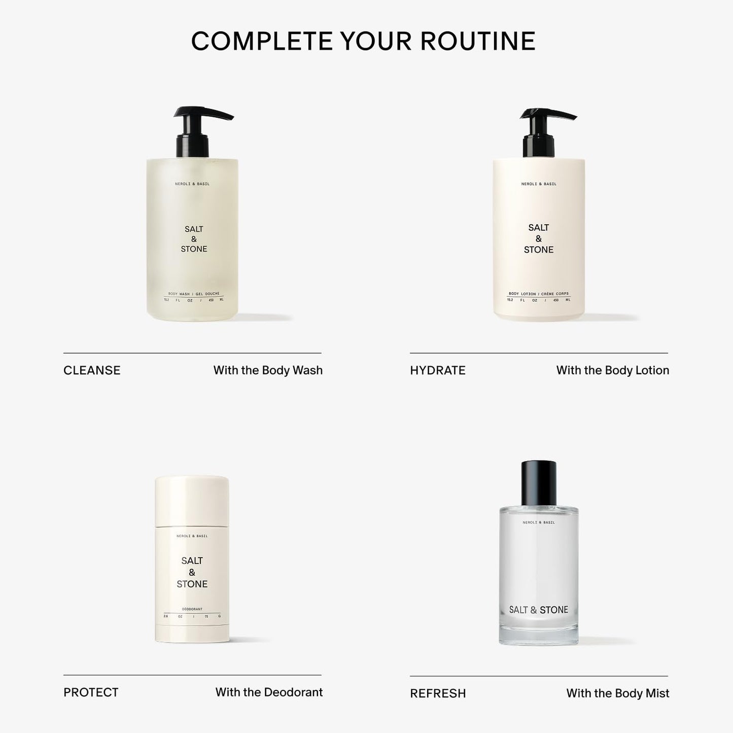 Salt & Stone Aluminum Free Deodorant | Extra Strength 48 Hour Protection for Women & Men | Made with Seaweed Extracts, Shea Butter & Prebiotics (Neroli & Basil)