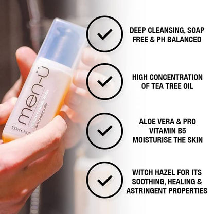 men-ü HEALTHY FACIAL WASH 3.3 Fl.Oz, for up to 265 Washes, Ultra-Concentrate Healthy Face Cleanser, Facial Cleansing for Men before or after Shaving - 3.3Oz