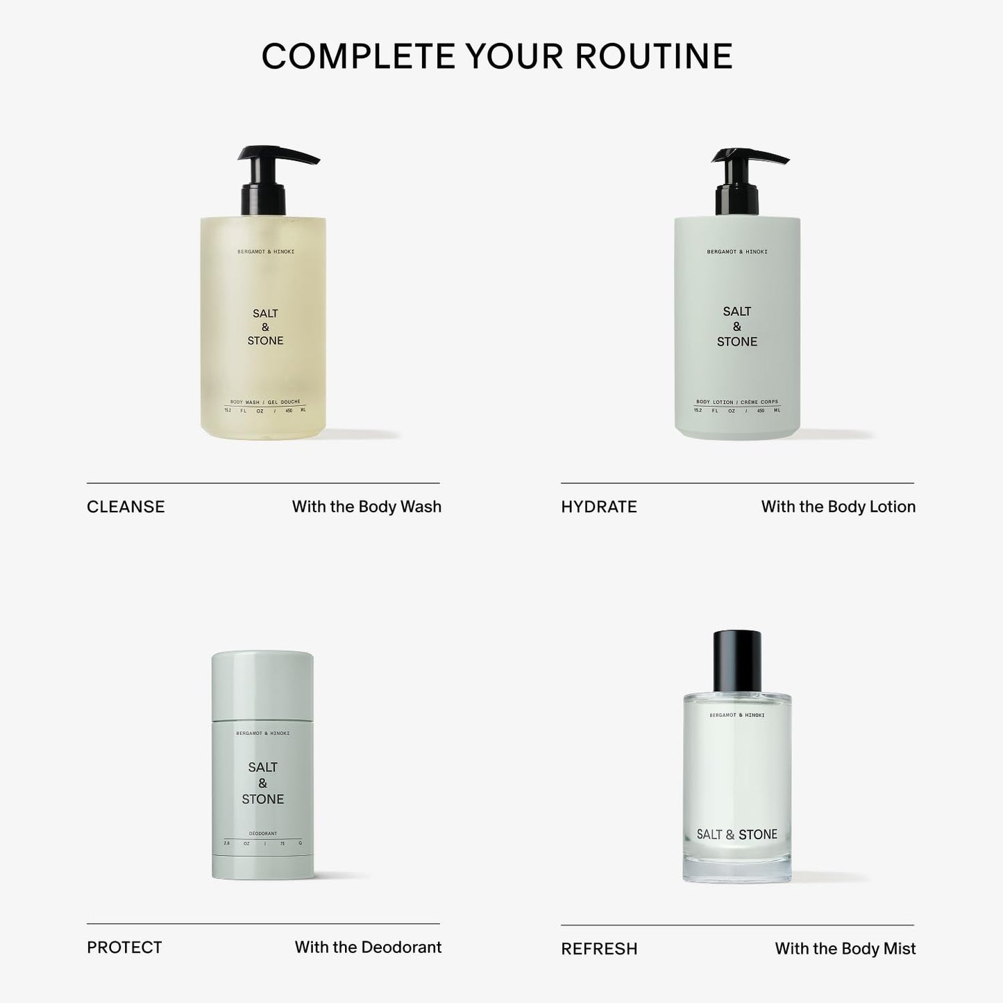 Salt & Stone Deodorant | Extra Strength Natural Deodorant for Women & Men | Aluminum Free with Seaweed Extracts, Shea Butter & Probiotics (Bergamot & Hinoki)