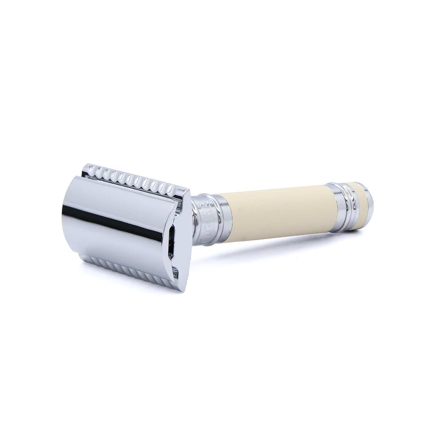 Edwin Jagger DES87RCBLAMZ Double Edge Safety Razor, Ivory Rubber Coated, Short Handle