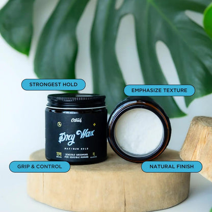 O'Douds Dry Wax - Natural, Dry & Malleable Styling Hair Wax ​- Strong Hold with a Neutral Finish - Bergamot & Green Tea Scent (4Oz.)
