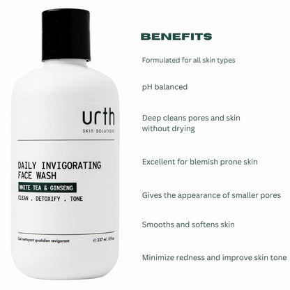 Urth Face Wash with White Tea & Ginseng Invigorating Daily Cleanser 8Oz