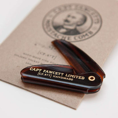 Captain Fawcett Mustache Comb (87T), 400 G (Pack of 1), Plastic, Fine, Marrón for Men