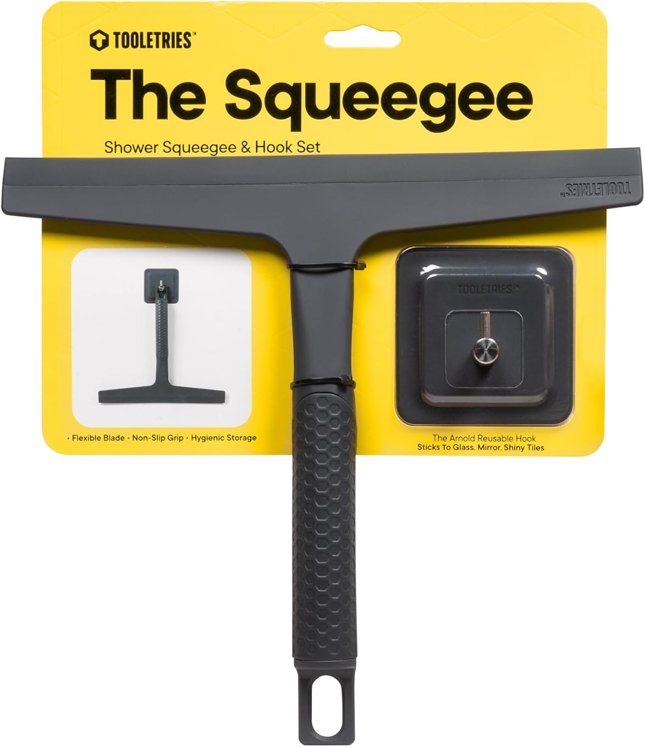 Tooletries the Squeegee & Hook - All Purpose Shower Squeegee for Glass Doors, Silicone Grip, Bathroom Cleaner Tool Household Window Mirror Squeegee, Bathroom Accessories & Cleaning Supplies - 10 Inch