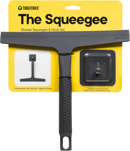 Tooletries the Squeegee & Hook - All Purpose Shower Squeegee for Glass Doors, Silicone Grip, Bathroom Cleaner Tool Household Window Mirror Squeegee, Bathroom Accessories & Cleaning Supplies - 10 Inch