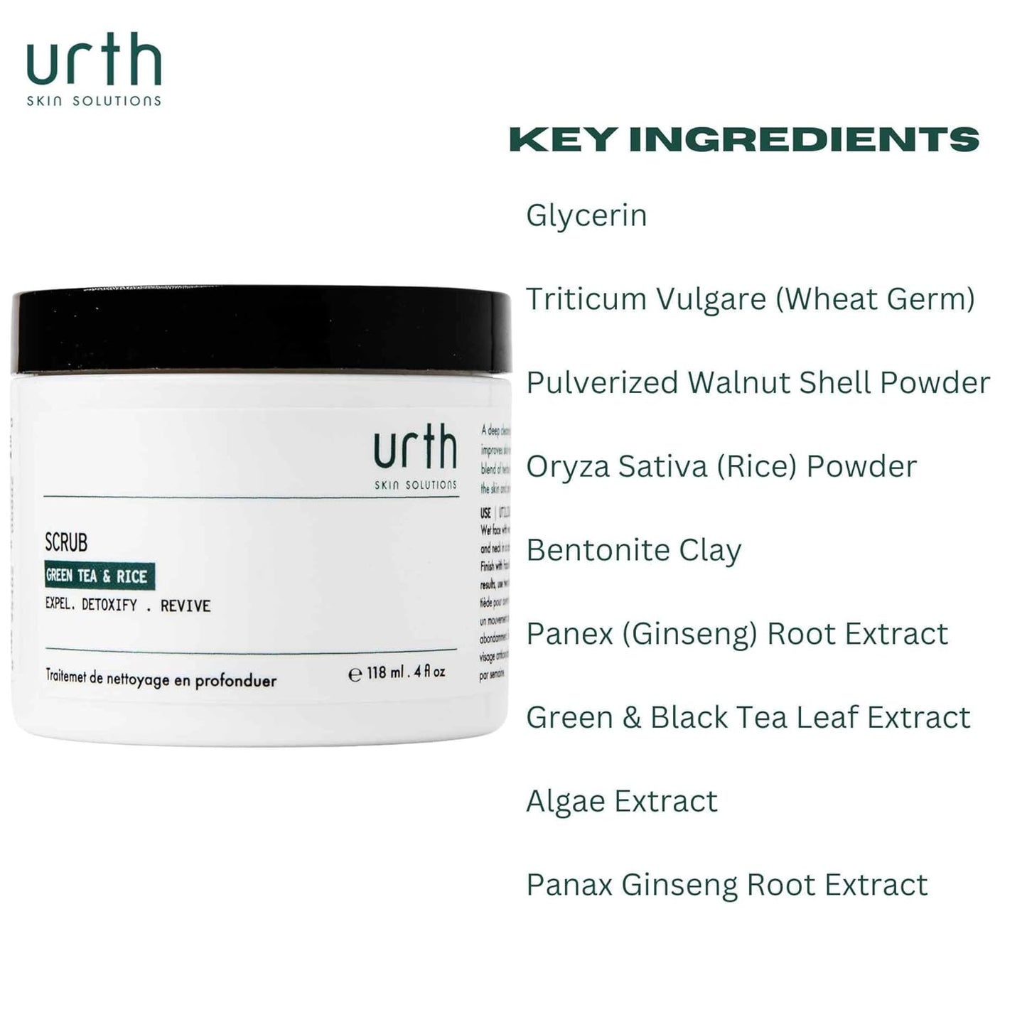 Urth Men'S Exfoliating Face Scrub with Green Tea & Rice (4 Oz), Deep Cleansing, Minimizes Blackheads, Smooths Skin, Daily Facial Scrub for Sensitive Skin, Exfoliator for Men, Revitalizes & Refresh