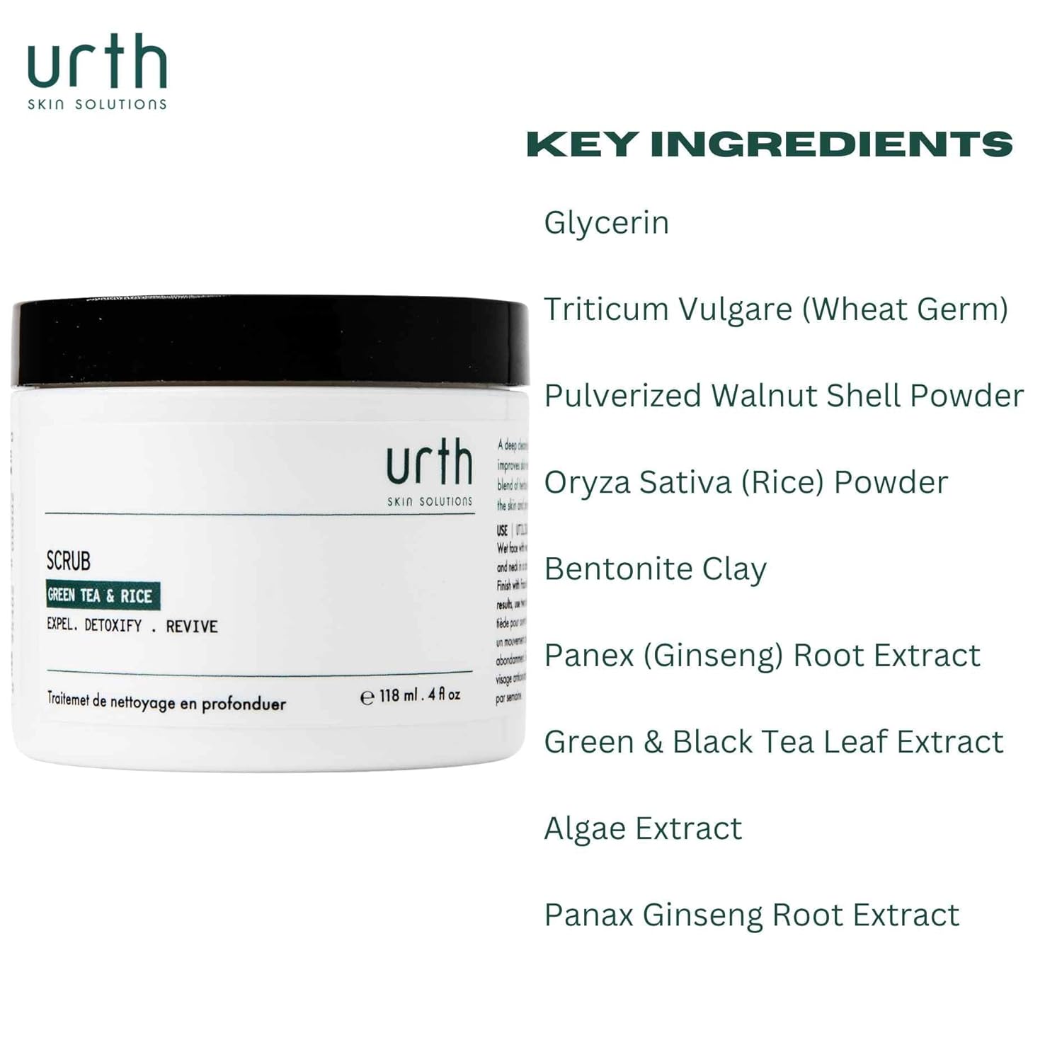Urth Men'S Exfoliating Face Scrub with Green Tea & Rice (4 Oz), Deep Cleansing, Minimizes Blackheads, Smooths Skin, Daily Facial Scrub for Sensitive Skin, Exfoliator for Men, Revitalizes & Refresh