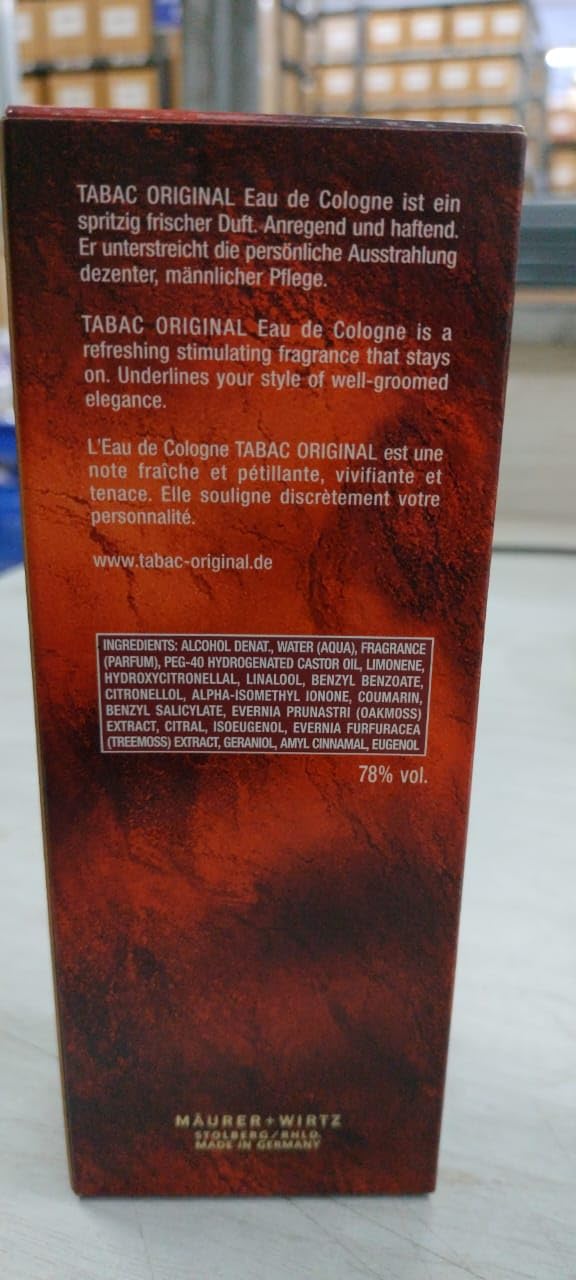 Tabac Maurer & Wirtz  Eau De Cologne Splash for Men, 3.4 Ounce