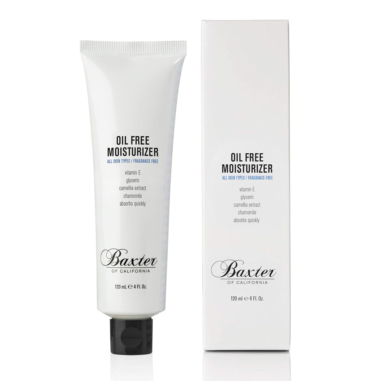Baxter of California Oil Free Face Moisturizer for Men | Lightweight | Fragrance Free | All Skin Types | 4 Fl Oz