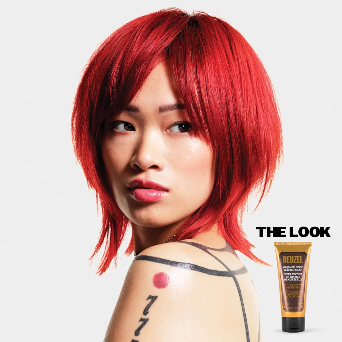 Reuzel Grooming Tonic Texture Cream, Light Hold, Curl Texture and Definition, Natural Shine, Heat Protection, for All Hair Types, 3.38Oz