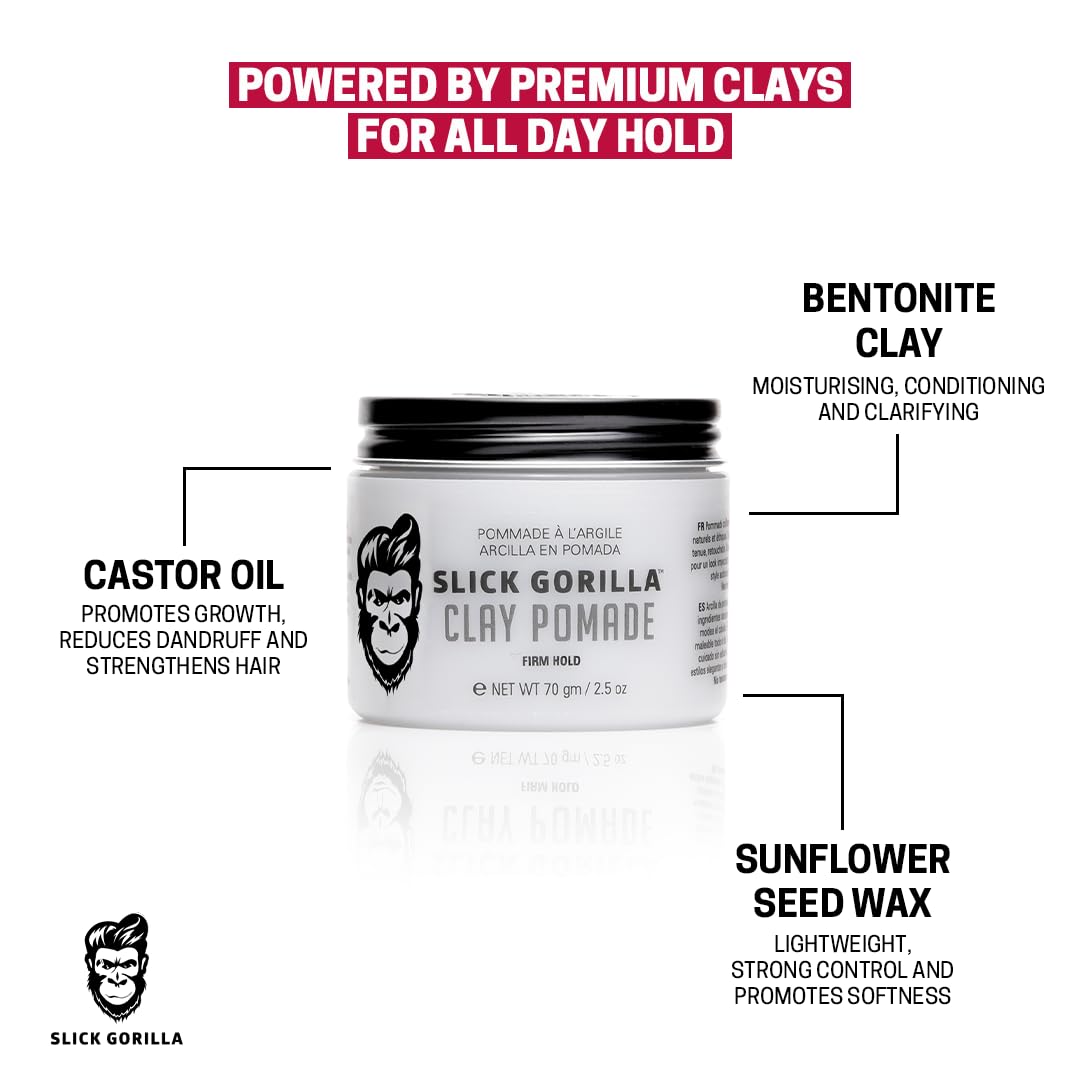 Slick Gorilla Firm Hold Clay Pomade for Men | 2.5 Oz | 