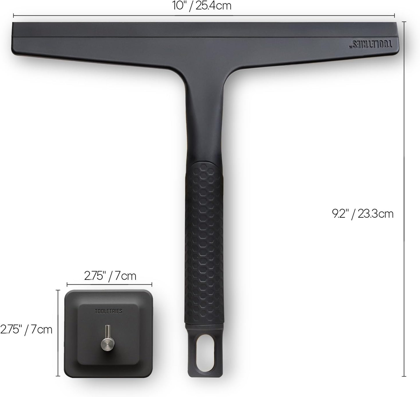 Tooletries the Squeegee & Hook - All Purpose Shower Squeegee for Glass Doors, Silicone Grip, Bathroom Cleaner Tool Household Window Mirror Squeegee, Bathroom Accessories & Cleaning Supplies - 10 Inch