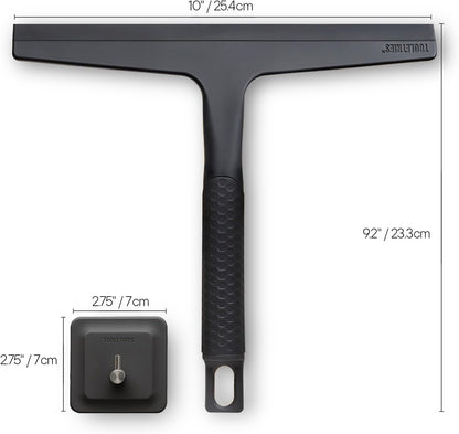 Tooletries the Squeegee & Hook - All Purpose Shower Squeegee for Glass Doors, Silicone Grip, Bathroom Cleaner Tool Household Window Mirror Squeegee, Bathroom Accessories & Cleaning Supplies - 10 Inch