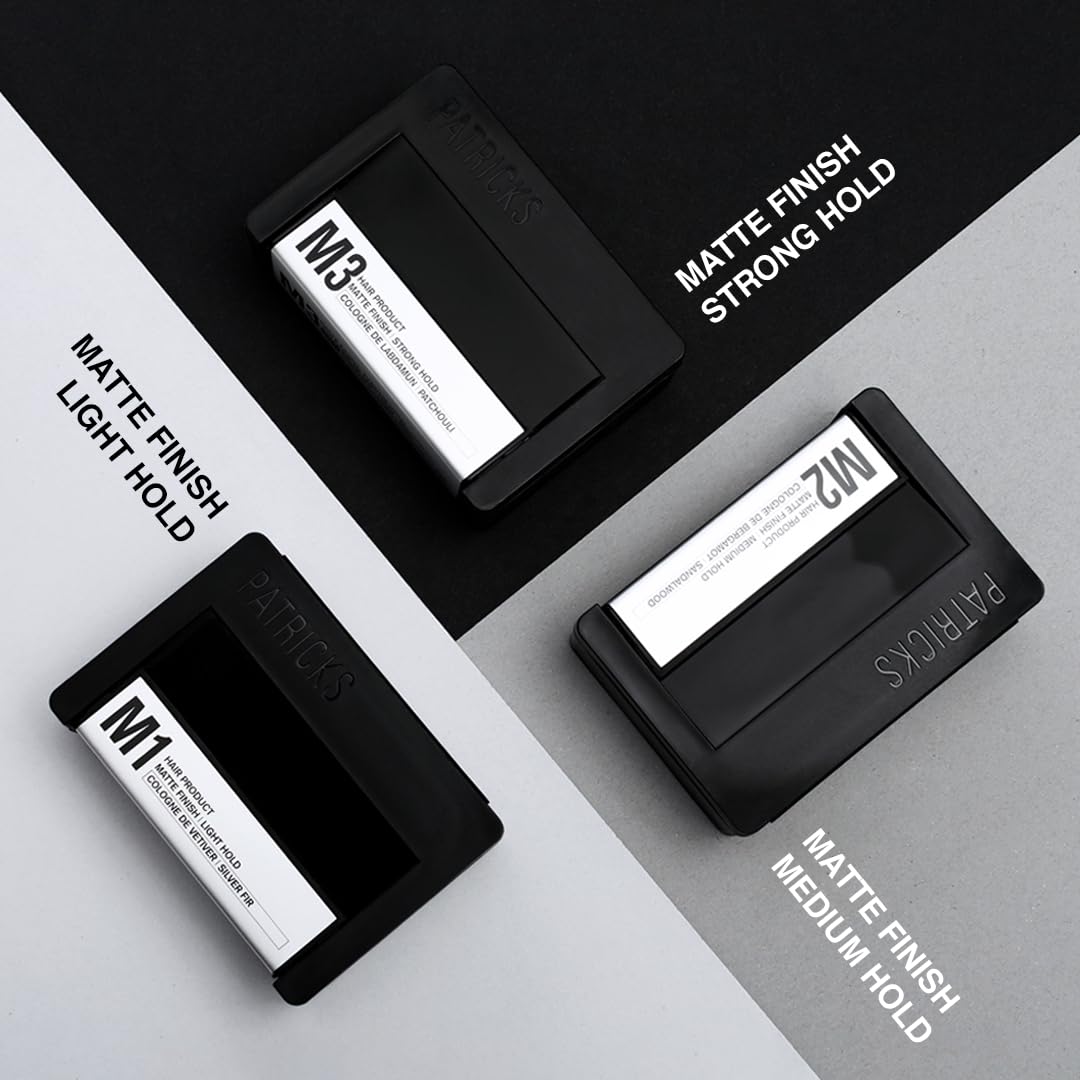 Patricks | M3 Matte Pomade | Strong Hold Styling Product for Men | Thickening Paste | for Coarse to Thick Hair Control | Water Resistant | Travel Size | 75G