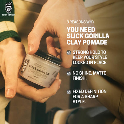 Slick Gorilla Firm Hold Clay Pomade for Men | 2.5 Oz | 